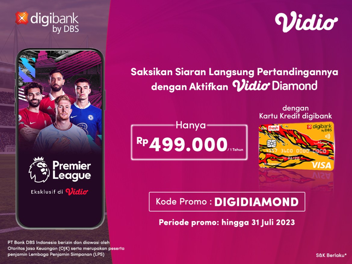 Beli Vidio Diamond 1 Tahun Cuma 499 Ribu Pakai Kartu Kredit digibank!