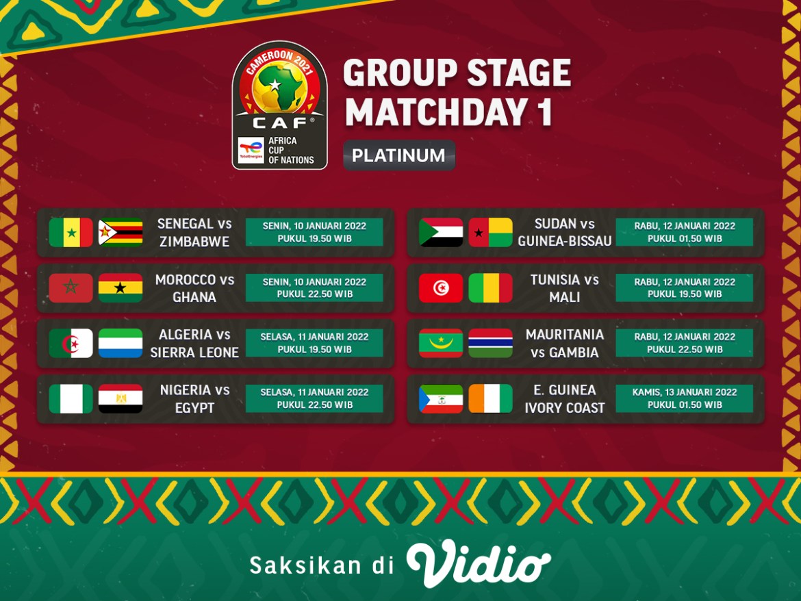 Saksikan! Link Live Streaming Piala Afrika 2021 Hari Ini di Vidio