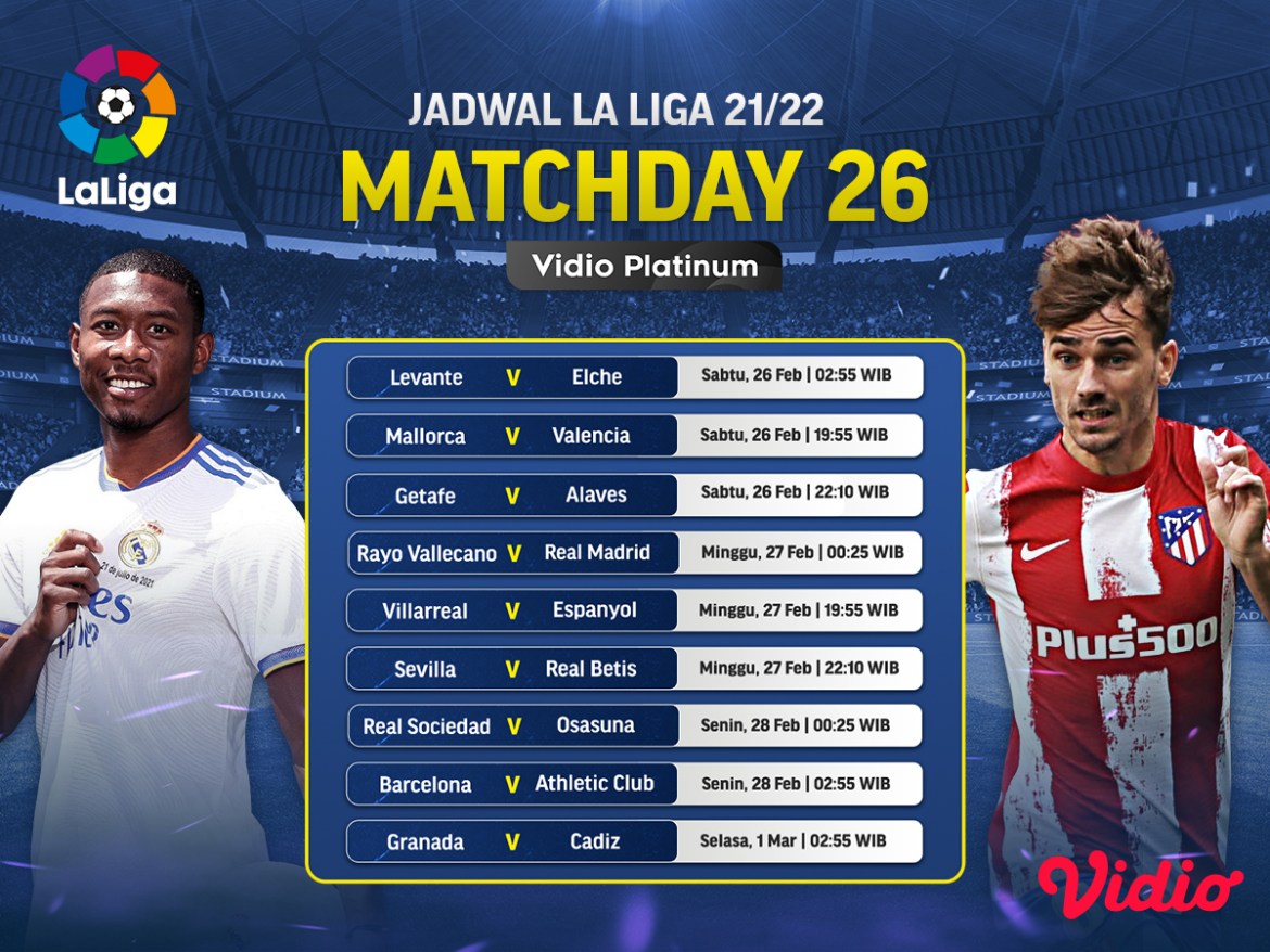 Saksikan Live Streaming La Liga 2021/22 Pekan Ke-26 di Vidio