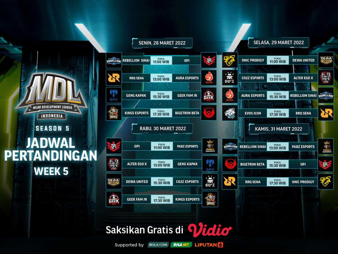 Memasuki Week 5, Ini Link Live Streaming MDL Season 5