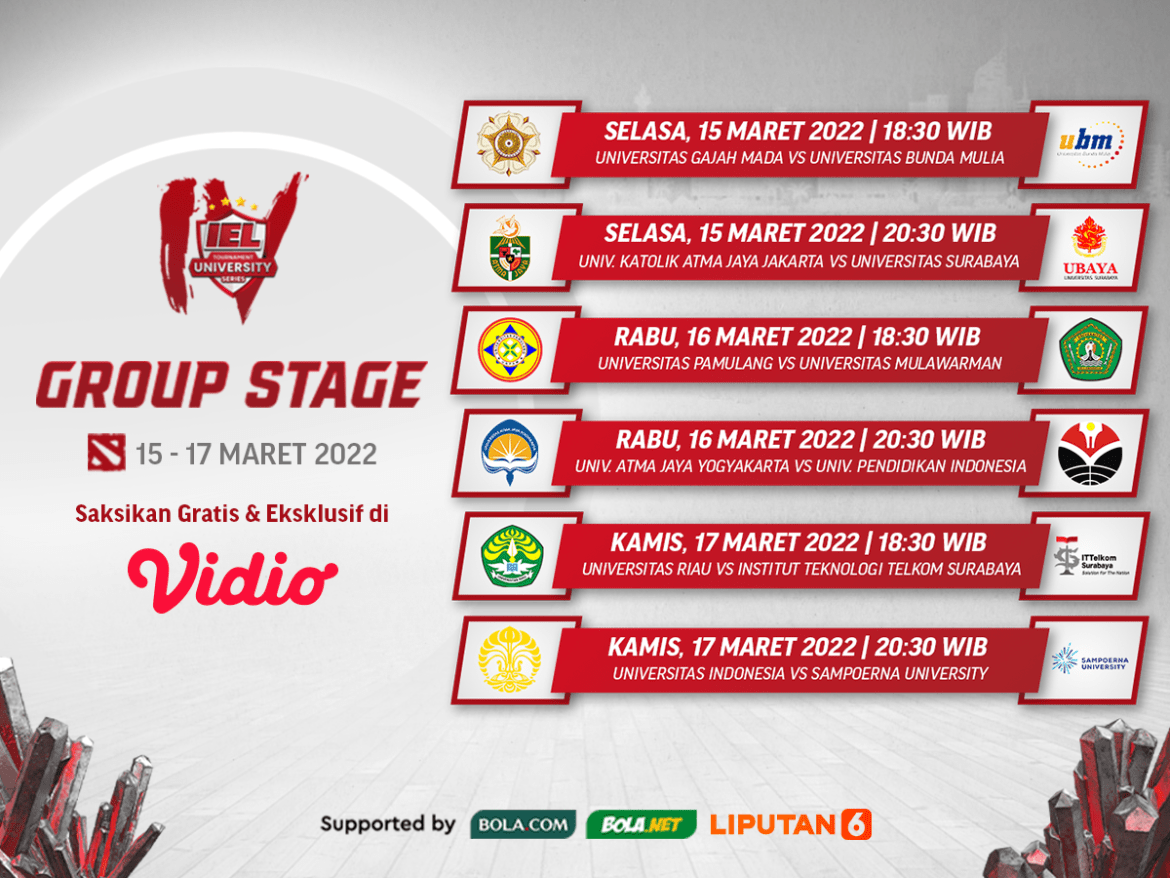 Link Live Streaming IEL University Season 4 Dota 2 Pekan Ini