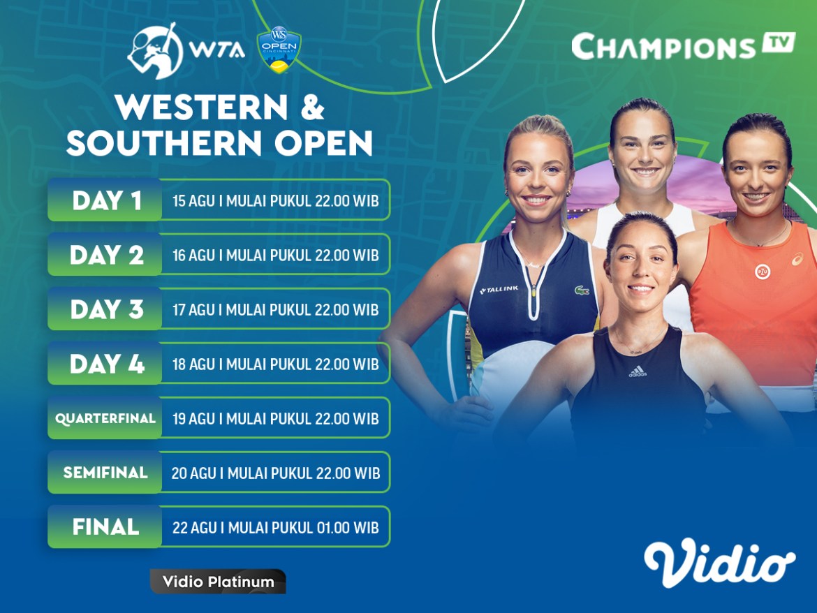 Jadwal Lengkap WTA Tour 2022 Western & Southern Open