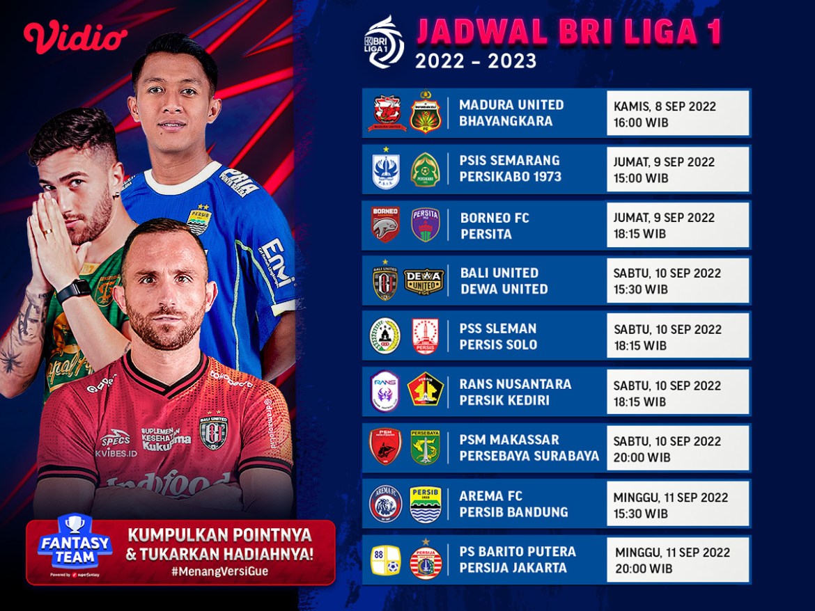 Jadwal BRI Liga 1 2022/23 Pekan 9