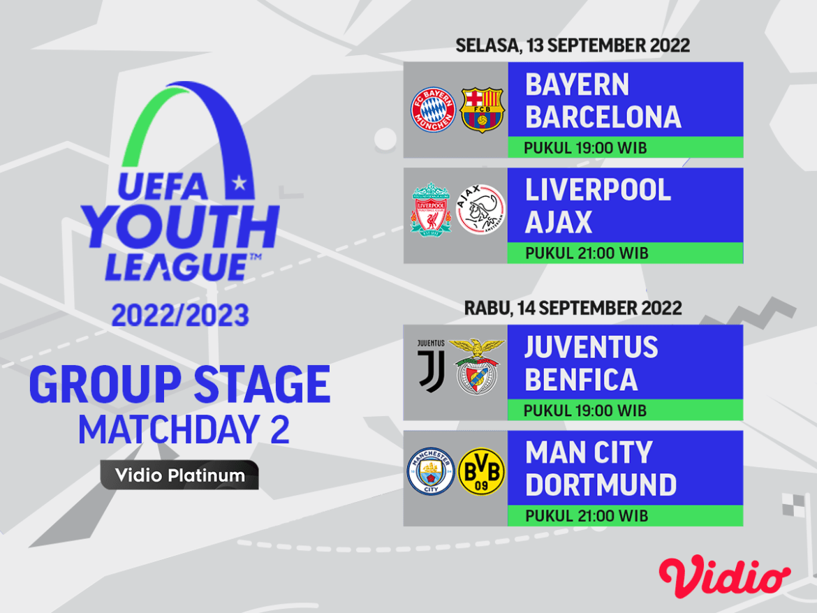 Jadwal UEFA Youth League 2022/23 Matchday 2