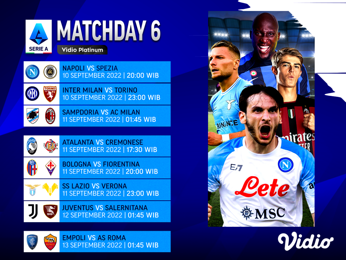 Jadwal Serie A Italia 2022/23 Pekan 6