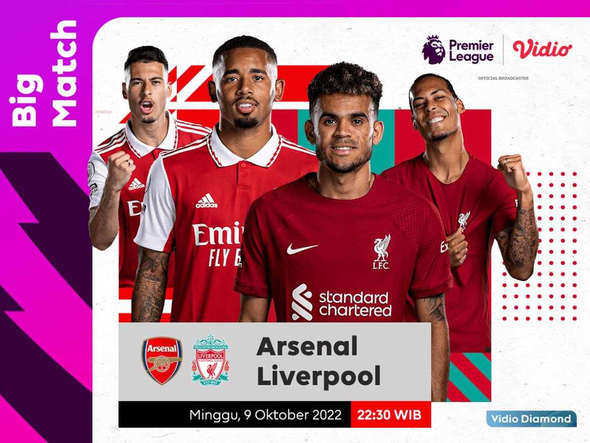 Link Live Streaming Arsenal vs Liverpool di Premier League 2022/23
