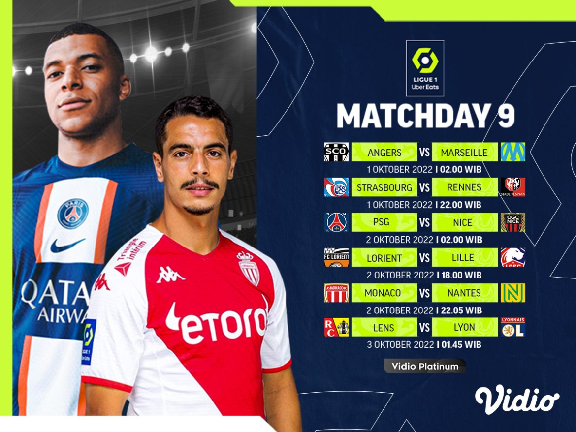 Jadwal Liga Prancis 2022/23 Pekan 9