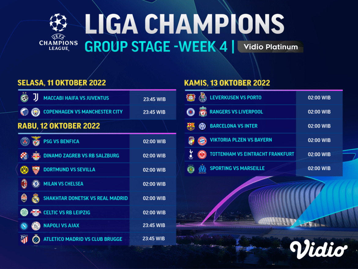 Jadwal Lengkap Liga Champions 2022/23 Matchday 4