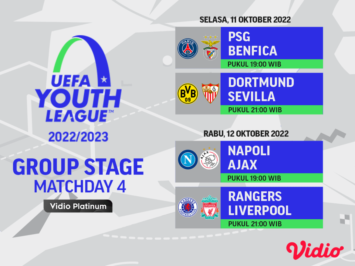 Jadwal UEFA Youth League (UYL) 2022/23 Matchday 4
