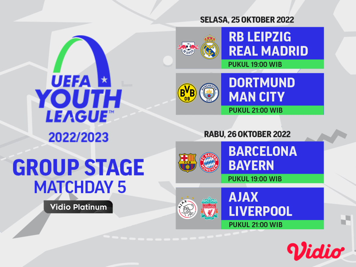 Jadwal UEFA Youth League (UYL) 2022/23 Matchday 5