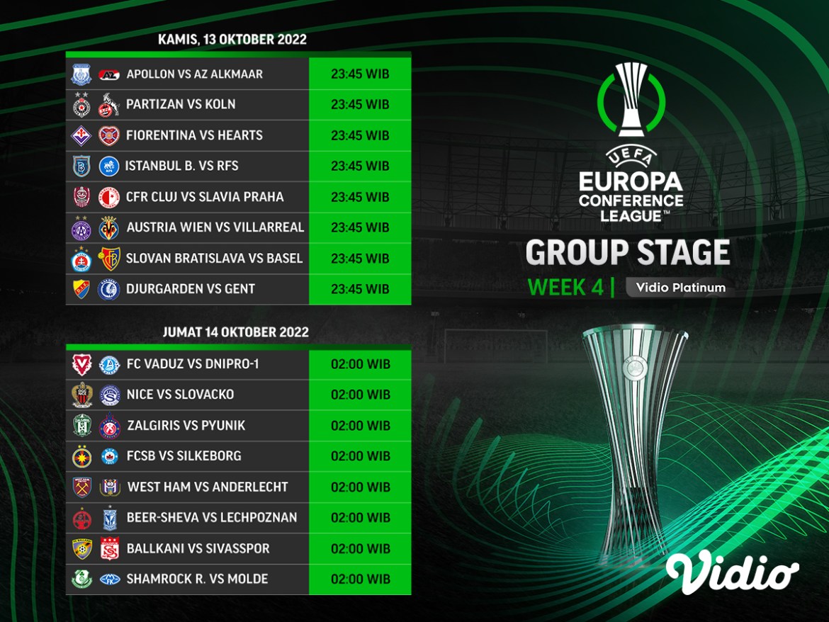 Jadwal Liga Konferensi Eropa 2022/23 Matchday 4