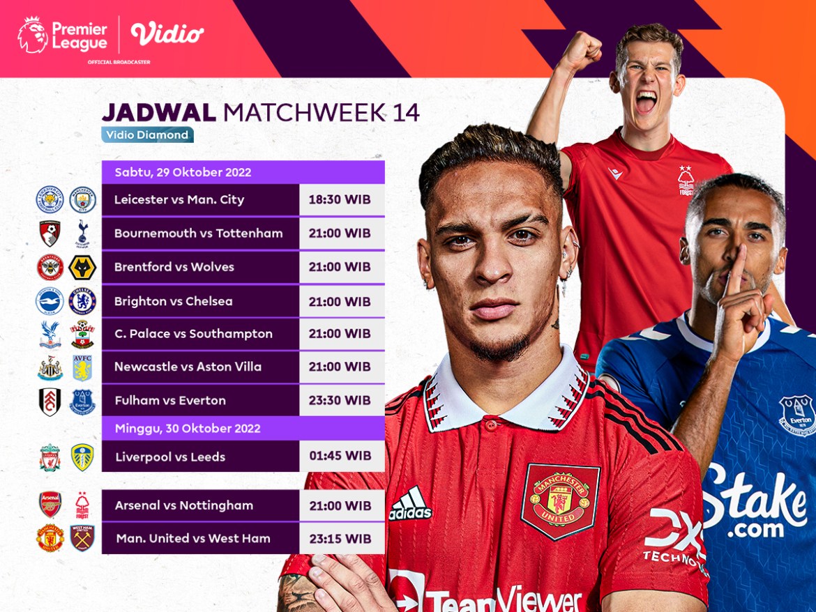 Jadwal Lengkap Premier League 2022/23 Pekan 14