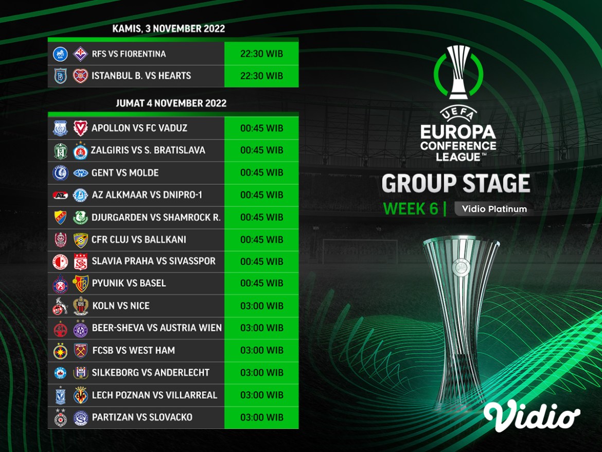 Jadwal Liga Konferensi Eropa 2022/23 Matchday 6