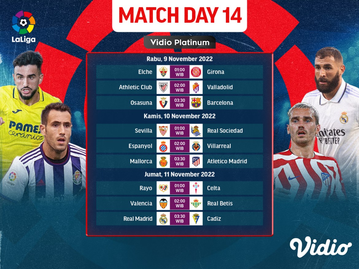 Jadwal Lengkap La Liga 2022/23 Pekan 14