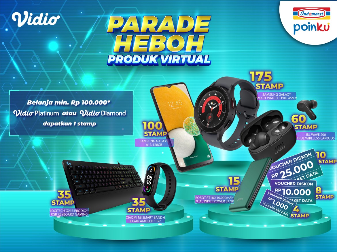 Beli Voucher Vidio di Indomaret,Dapatkan Stamp & Tukar Dengan Hadiah Menarik!