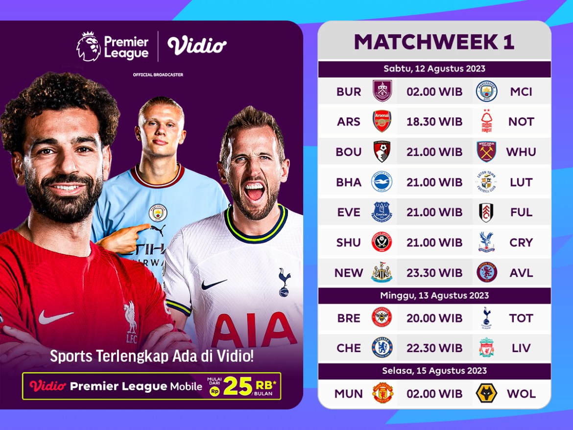 Jadwal Week 1 Liga Inggris / Premier Leaguue