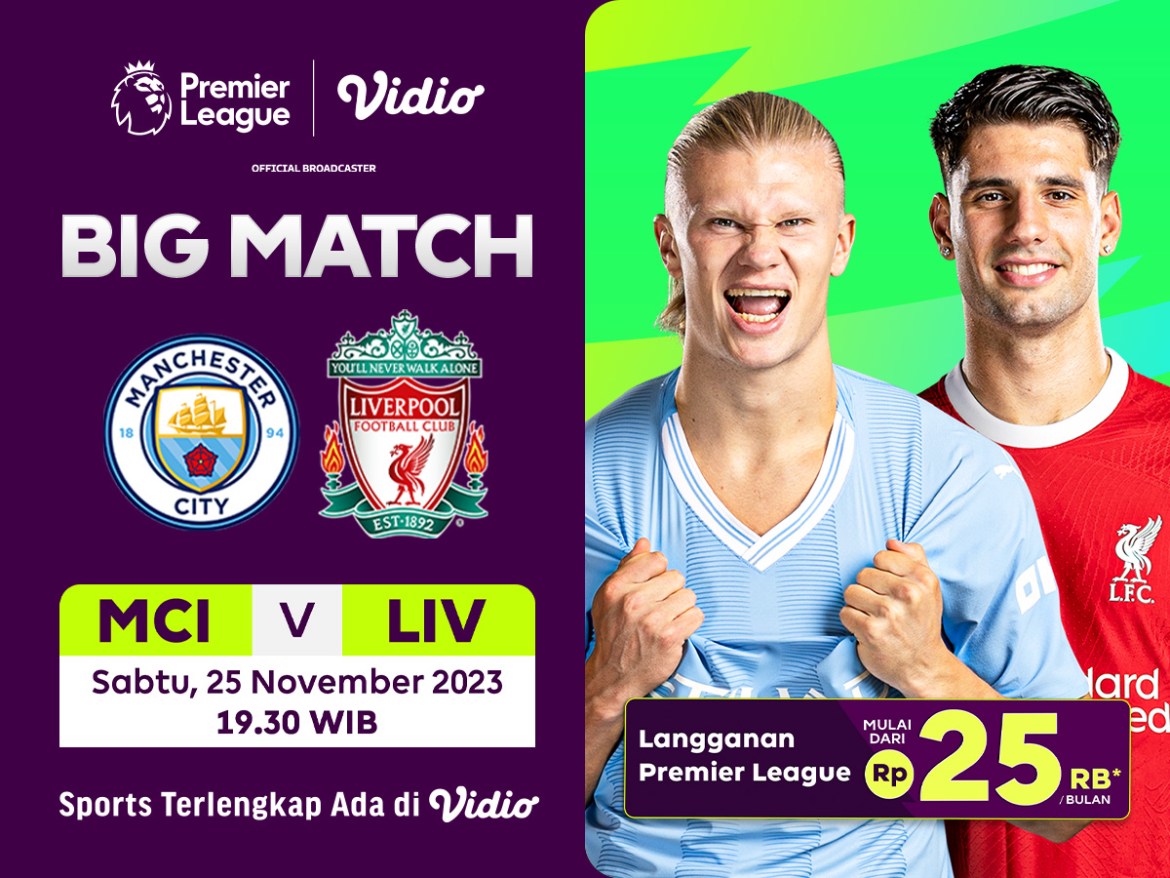 Jadwal Link Streaming Manchester City vs Liverpool, Sabtu (25/11/2023), 19.30 WIB. Saksikan Liga Inggris di Vidio!