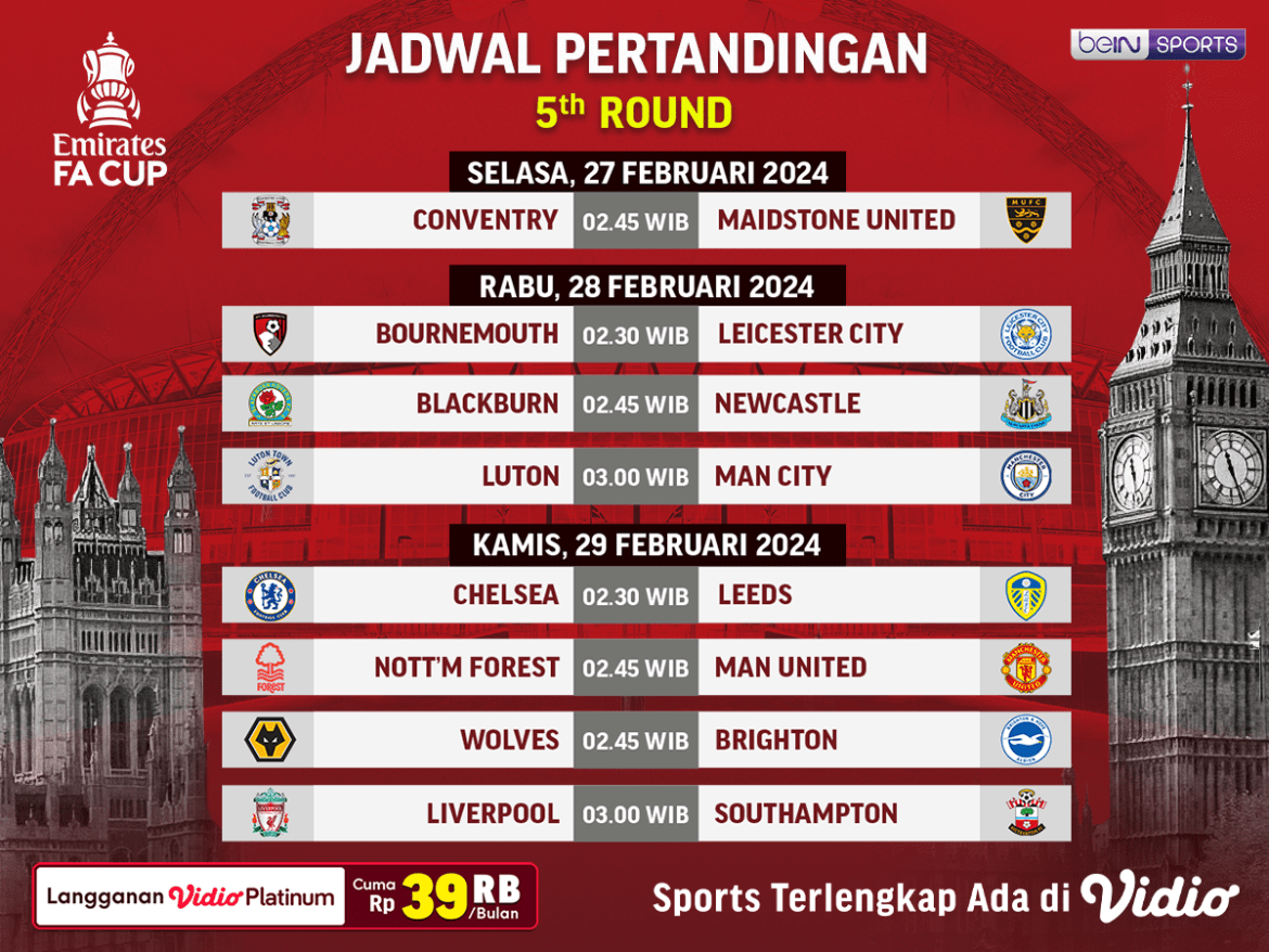 Jadwal FA Cup 5th Round