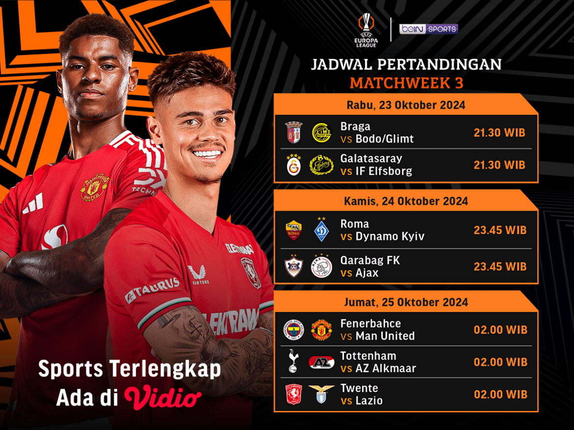 jadwal dan siaran langsung liga europa matchweek 3